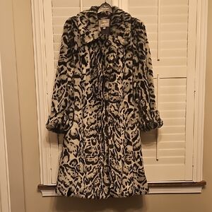 Dennis Basso Black and White Faux Fur Coat